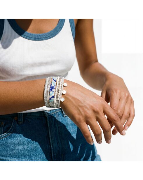 Bracelet manchette Honolulu blanc