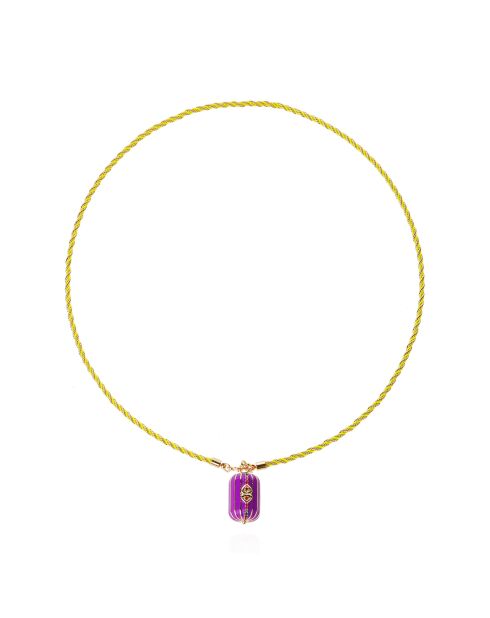 Collier sautoir en cordon avec charm central Felice violet