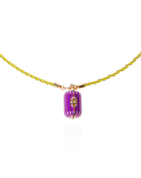 Collier sautoir en cordon avec charm central Felice violet
