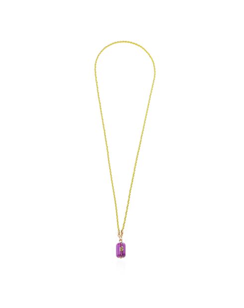 Collier sautoir en cordon avec charm central Felice violet