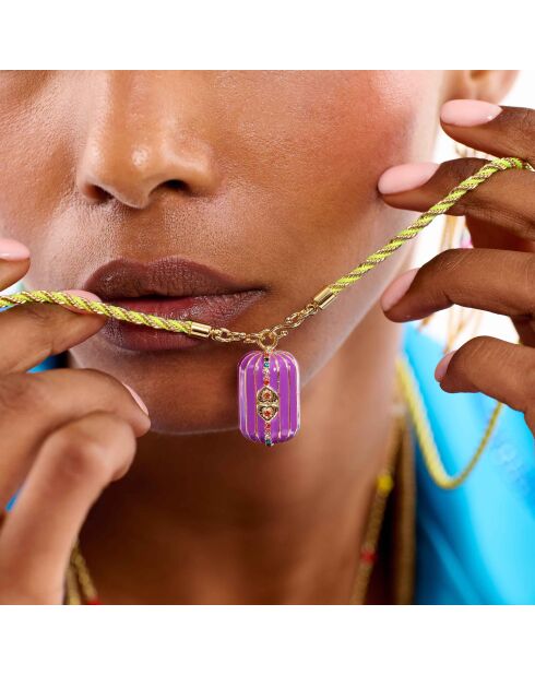 Collier sautoir en cordon avec charm central Felice violet