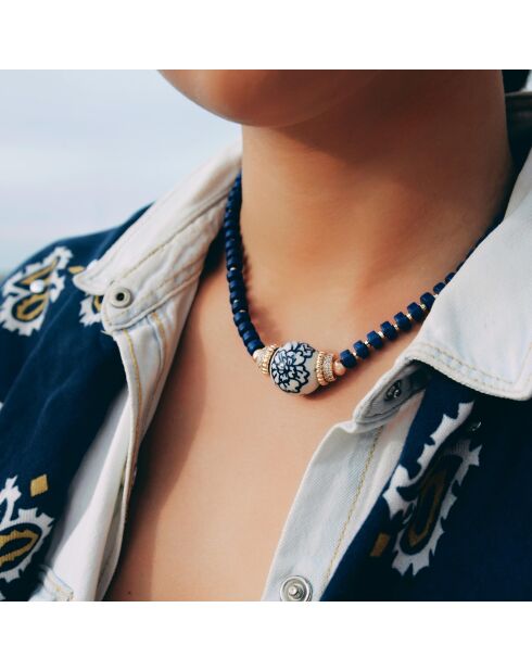 Collier de perles Doudi bleu