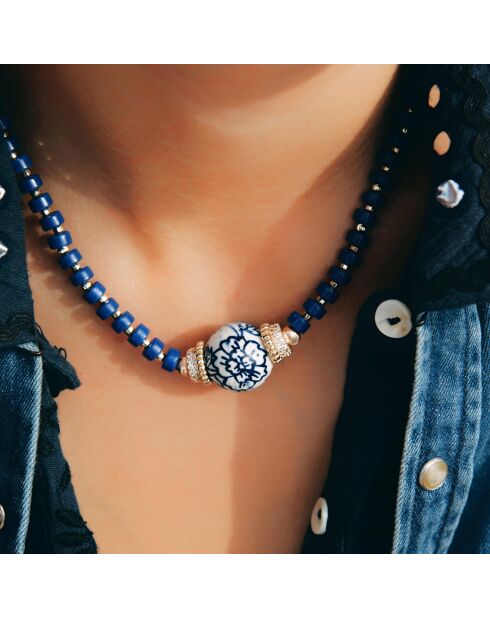 Collier de perles Doudi bleu