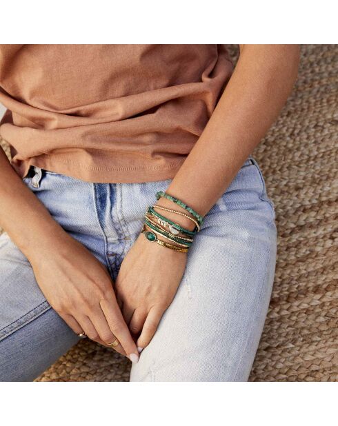 Bracelet manchette Narcisse vert