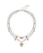 Collier multirangs perles et pampilles Solitta rose