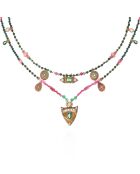 Collier multirangs perles et pampilles Solitta rose