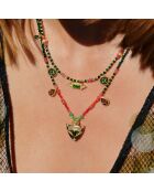 Collier multirangs perles et pampilles Solitta rose