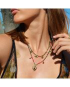 Collier multirangs perles et pampilles Solitta rose