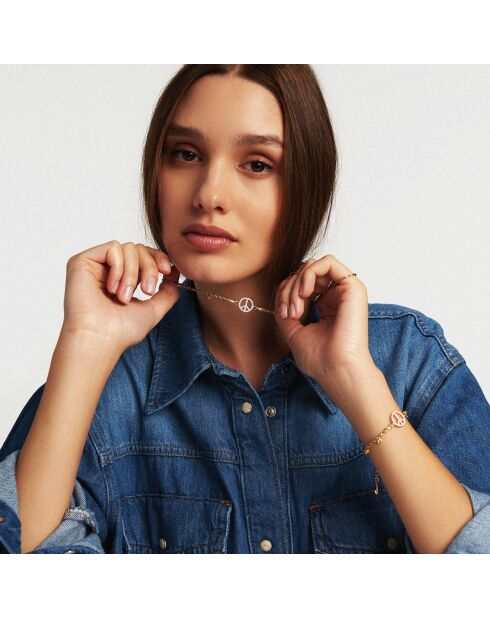 Collier Peace & Love Bonzey blanc