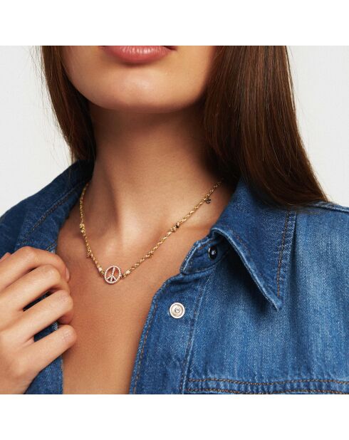 Collier Peace & Love Bonzey blanc