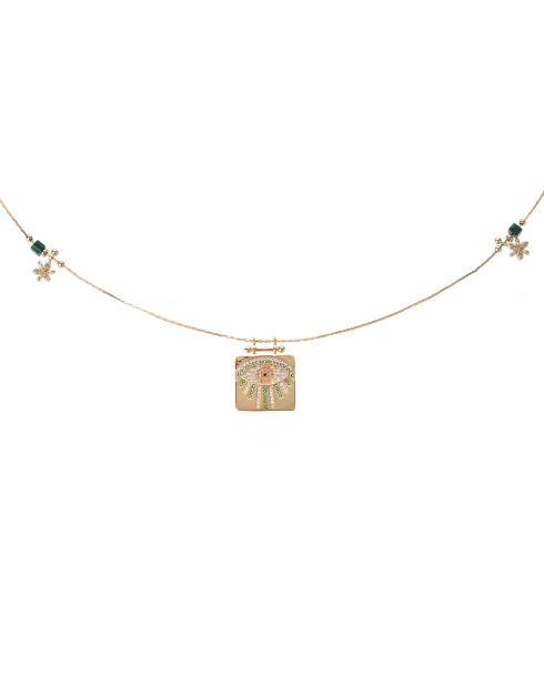 Collier chaîne avec pampilles et pendentif Bless vert