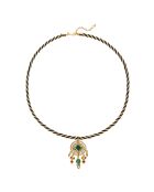 Collier ajustable cordon avec cabochon central Krush doré