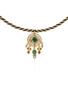 Collier ajustable cordon avec cabochon central Krush doré