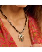 Collier ajustable cordon avec cabochon central Krush doré