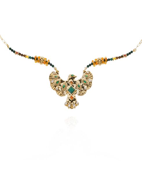 Collier sautoir avec cabochon central Mariachi doré