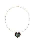 Collier chaîne avec charm central avec perles Janeira noir