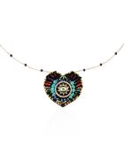Collier chaîne avec charm central avec perles Janeira noir