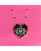 Collier chaîne avec charm central avec perles Janeira noir