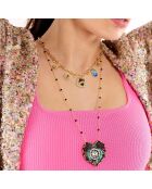 Collier chaîne avec charm central avec perles Janeira noir