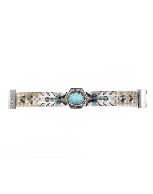 Bracelet manchette Opale argenté