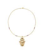 Collier chaîne avec cabochon central et perles Lupita doré