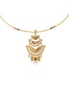 Collier chaîne avec cabochon central et perles Lupita doré