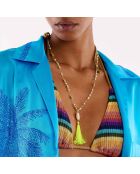 Collier avec perles et pendentif avec pompon Tamara turquoise