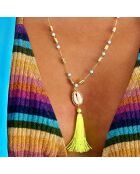 Collier avec perles et pendentif avec pompon Tamara turquoise