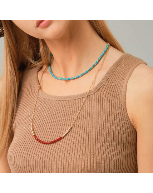 Collier sautoir Joaquin Brique rouge