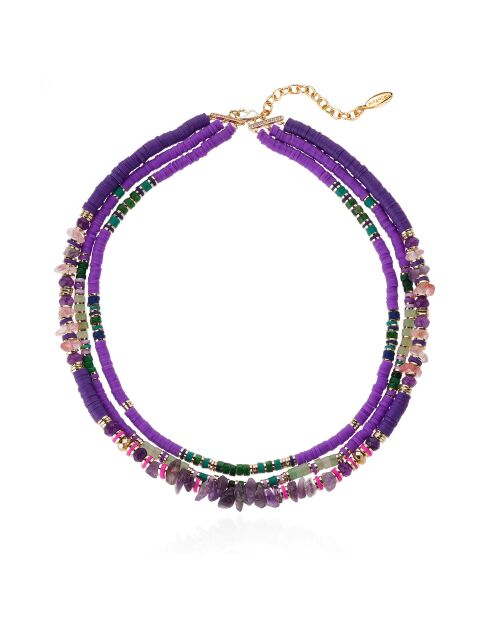 Collier multirang avec perles et sequins Trion violet