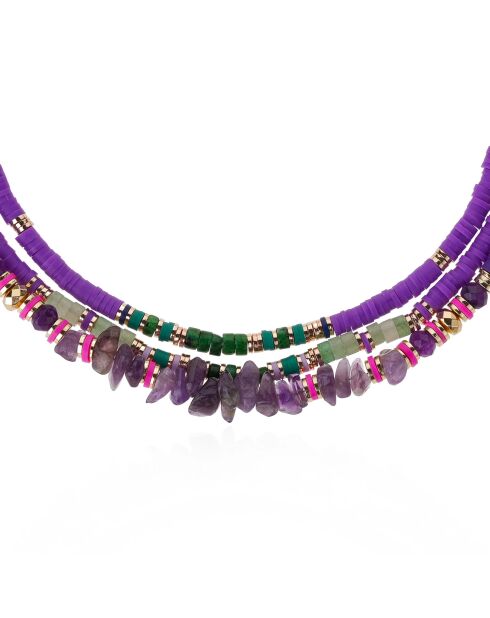 Collier multirang avec perles et sequins Trion violet