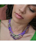 Collier multirang avec perles et sequins Trion violet
