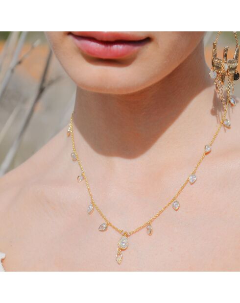 Collier chaîne avec pampilles Brandi blanc