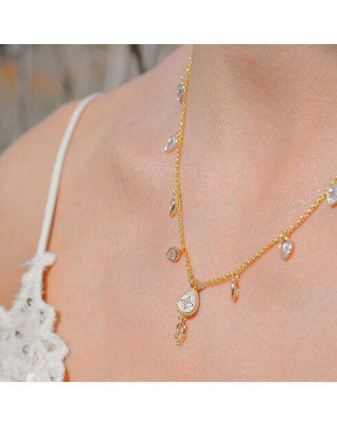 Collier chaîne avec pampilles Brandi blanc