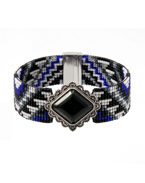 Bracelet manchette Charcoal argenté