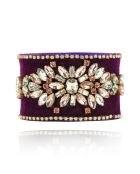 Bracelet manchette réglable perles Mylos violet