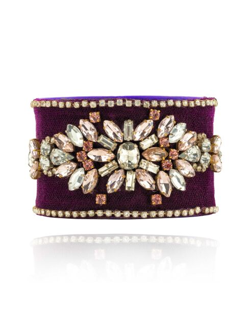 Bracelet manchette réglable perles Mylos violet