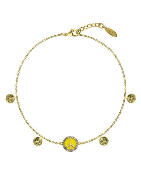 Bracelet peace & love Joyful jaune