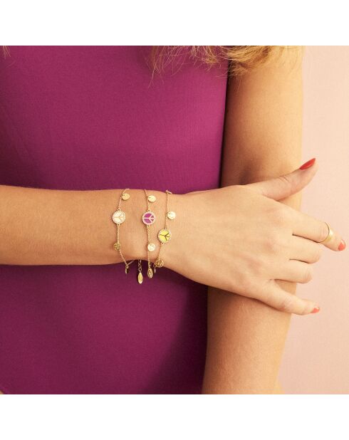 Bracelet peace & love Joyful jaune
