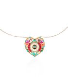 Collier chaîne avec charm central avec perles Janeira blanc