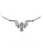 Collier sautoir avec cabochon central Mariachi argenté