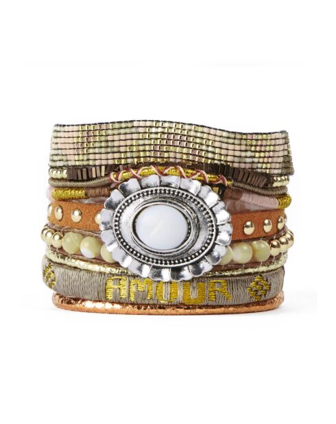 Bracelet manchette multiliens Goldamour camel