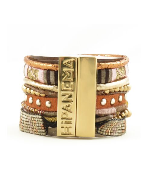 Bracelet manchette multiliens Goldamour camel