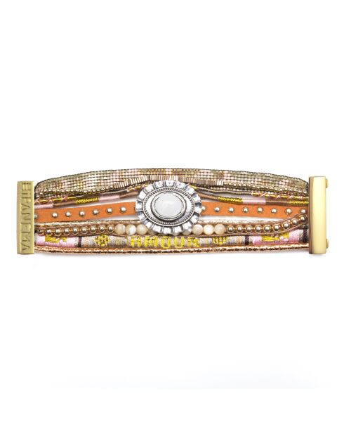 Bracelet manchette multiliens Goldamour camel