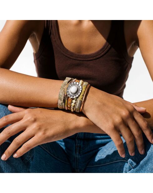Bracelet manchette multiliens Goldamour camel