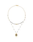 Collier multirang avec perles et pendentif en strass Hearbeat noir