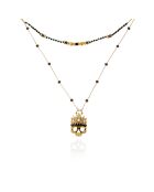 Collier multirang avec perles et pendentif en strass Hearbeat noir