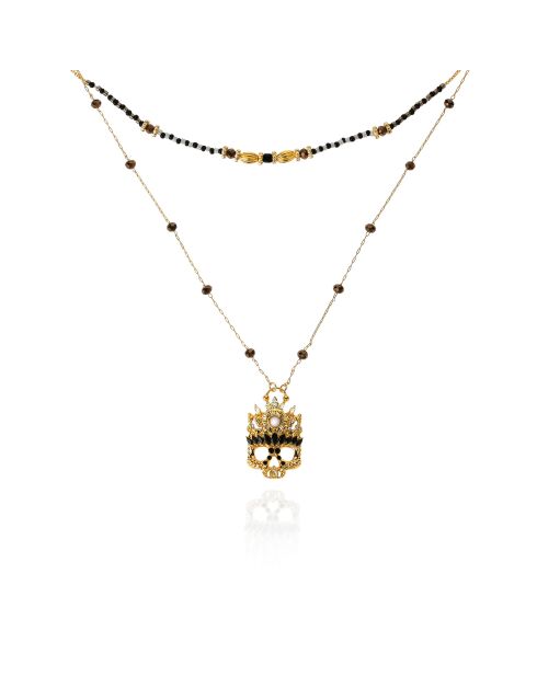 Collier multirang avec perles et pendentif en strass Hearbeat noir