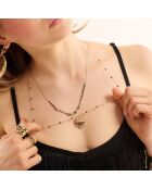 Collier multirang avec perles et pendentif en strass Hearbeat noir