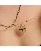 Collier multirang avec perles et pendentif en strass Hearbeat noir